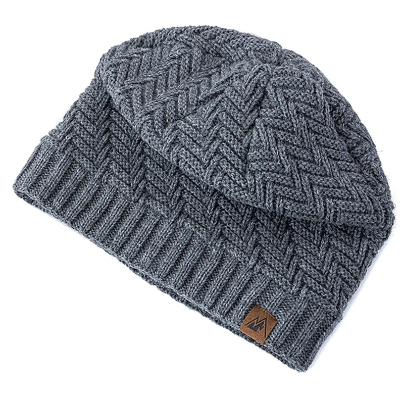 Unisex Peak Labal Winter Hats Fashion Knitted Hats For Men And Women Beanie Cap Outdoor Plush Fur Lined Warm Sports Hats