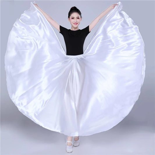 Shining Satin Long Spanish Skirt Swing Dancing Skirt Belly Dance skirt Sun Skirt 14 Colors Available VL-310 - MANDOTOS