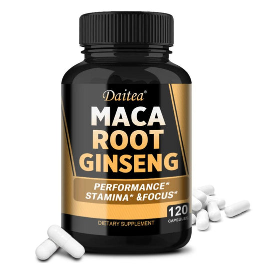 Black + Red + Yellow Maca Root Ginseng Extract Supplement for Men and Women, Natural Energy Support, Stamina, Focus - MANDOTOS