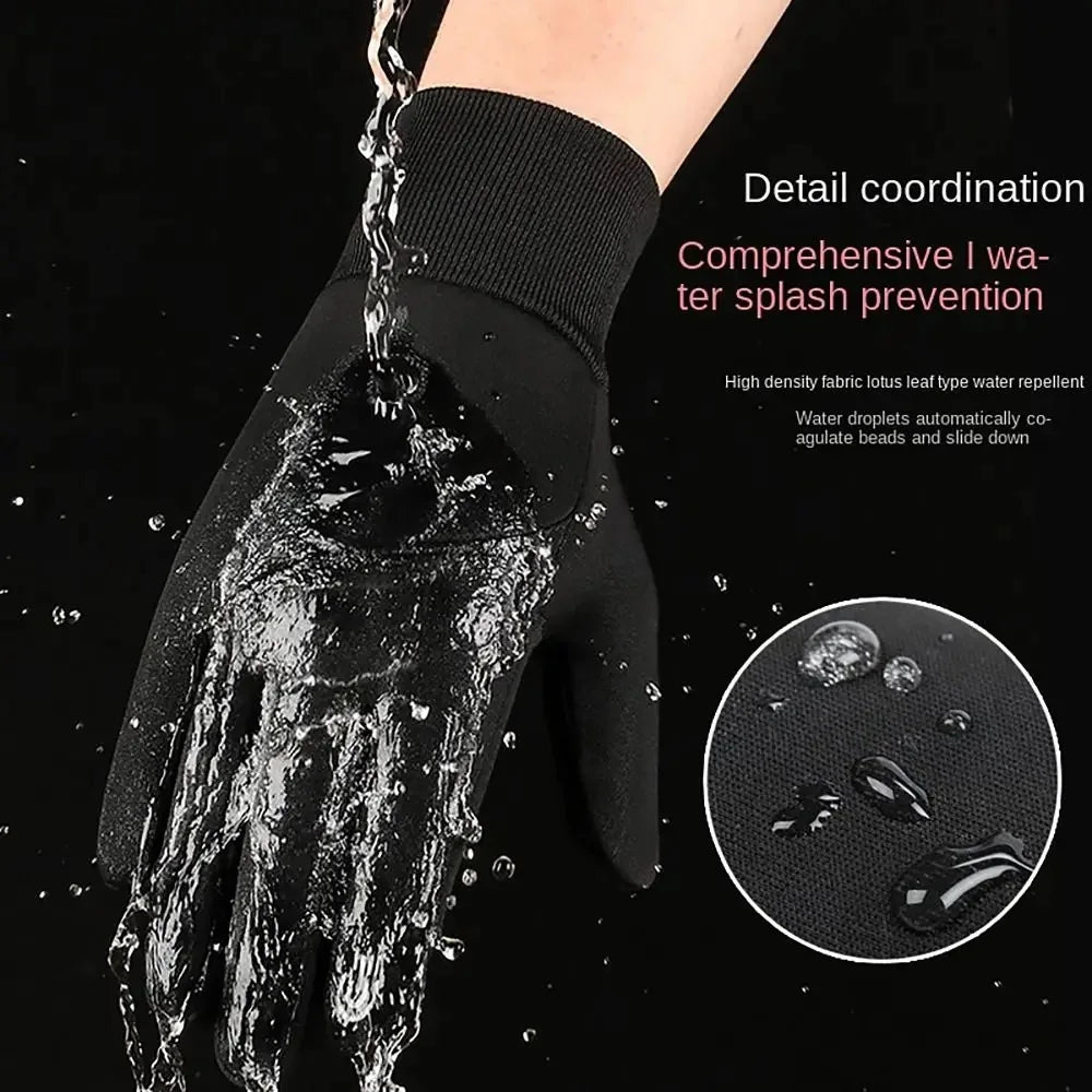 Touch Screen Cycling Gloves for Men & Women Warm Velvet Non-Slip Waterproof Autumn Winter Motorcycle Camping Ski Gloves