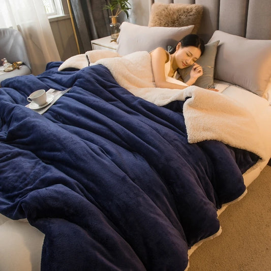 Cozy Luxe Wool Throw Blanket - Dual-Sided Warmth for Winter - MANDOTOS