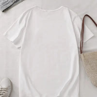 Summer European and American New Printed Round Neck Short Sleeved T-shirt Top  Women Clothing T Shirt Women Kawaii Clothes