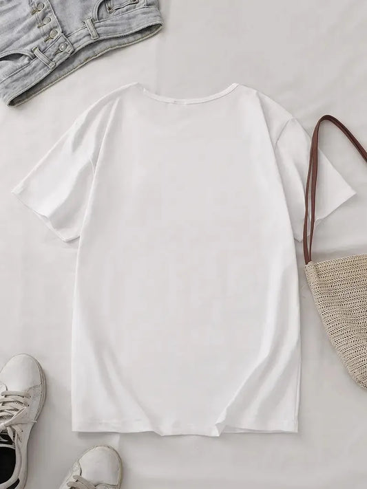 Summer European and American New Printed Round Neck Short Sleeved T-shirt Top  Women Clothing T Shirt Women Kawaii Clothes