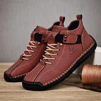 New 2025 Handmade Leather Casual Men Shoes Design Sneakers Man Breathable Leather Shoes Men Ankle Boots Outdoor MANDOTOS