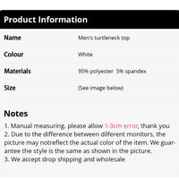 1/3 Pcs Men's White BottoMing Small Turtleneck Shirt In Autumn And Winter Casual Joker Fashion Long Sleeve T-Shirt Teenagers War