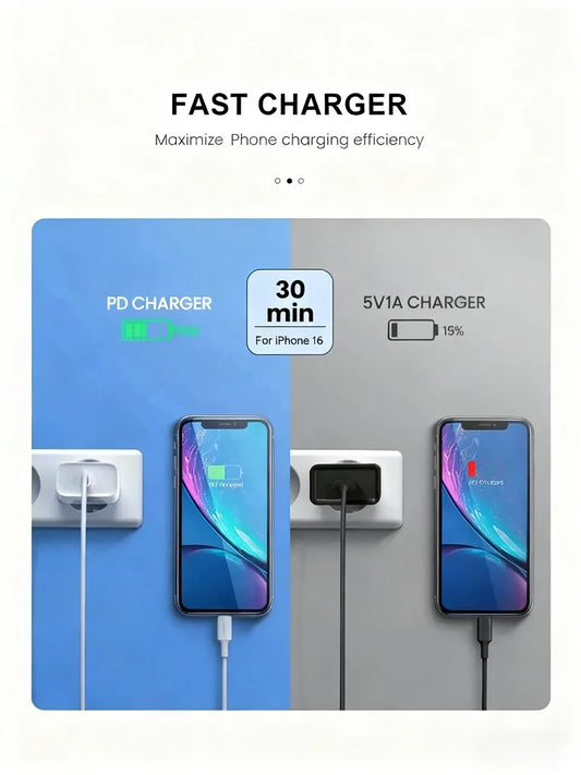 PD 40W Fast Charger For iPhone 16 15 11 12 13 14 Pro Max Plus iPad Air Fast Charging Cable USB C Type C Data Line Phone Charger