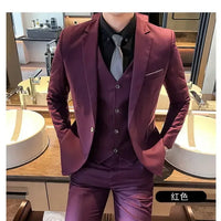 S-9XL New (Blazer+Vest+Pants) Men's Fashion Business Gentleman Professional Formal Dress Korean Version Banquet Dress Suit 6XL