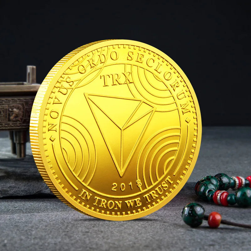 Bitcoin BTC ETH ADA XLM SHIB DOGE XRP SOL DOT LINK LTC UNI Coin Physical Metal Crypto Currency Coin Collection with Plastic Case