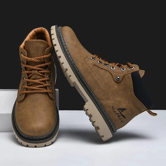 Handmade Men Boots Ankle Winter Leather Shoes Autumn Outdoor Hiking Boots Sneakers Hombres Botas High Top Footwear Anti Slip MANDOTOS