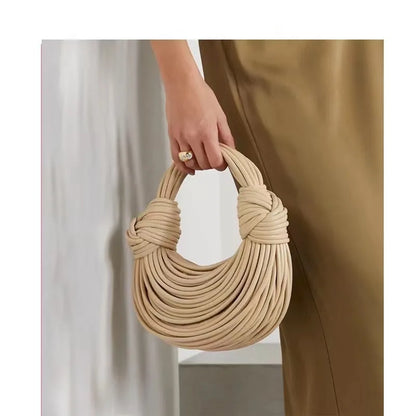 Handbags for Women 2025 New in Gold Luxury Designer Brand Handwoven Noodle Bags Rope Knotted Pulled Hobo Silver Evening Clutch - MANDOTOS