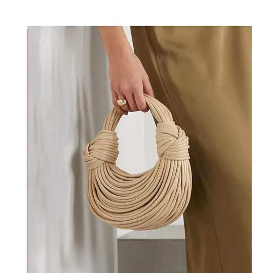 Handbags for Women 2025 New in Gold Luxury Designer Brand Handwoven Noodle Bags Rope Knotted Pulled Hobo Silver Evening Clutch - MANDOTOS