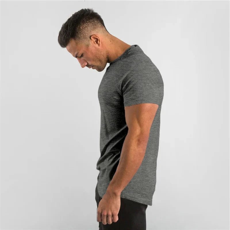 T Shirt Men Casual Short Sleeve Muscle Joggers Bodybuilding Tshirt Male Gym Fitness Tops Tee Streetwear Slim Fit Summer T-shirt MANDOTOS