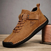 New 2025 Handmade Leather Casual Men Shoes Design Sneakers Man Breathable Leather Shoes Men Ankle Boots Outdoor MANDOTOS