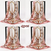 1pcs 90*90cm Square Silk Scarves Women Hijab Shawls Fashion Print Kerchief Femme Head Scarf Foulard Bandana Beach Head Scarf