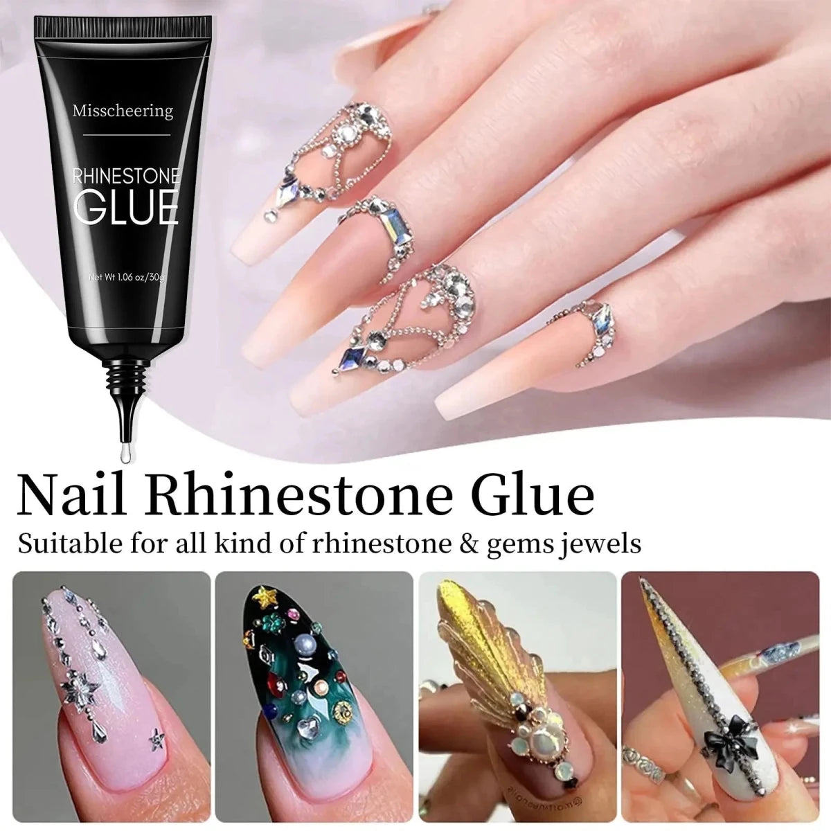 Mandotos 30g Nail Rhinestone Glue Gel For 3D Nail Charms Misscheering Official Store