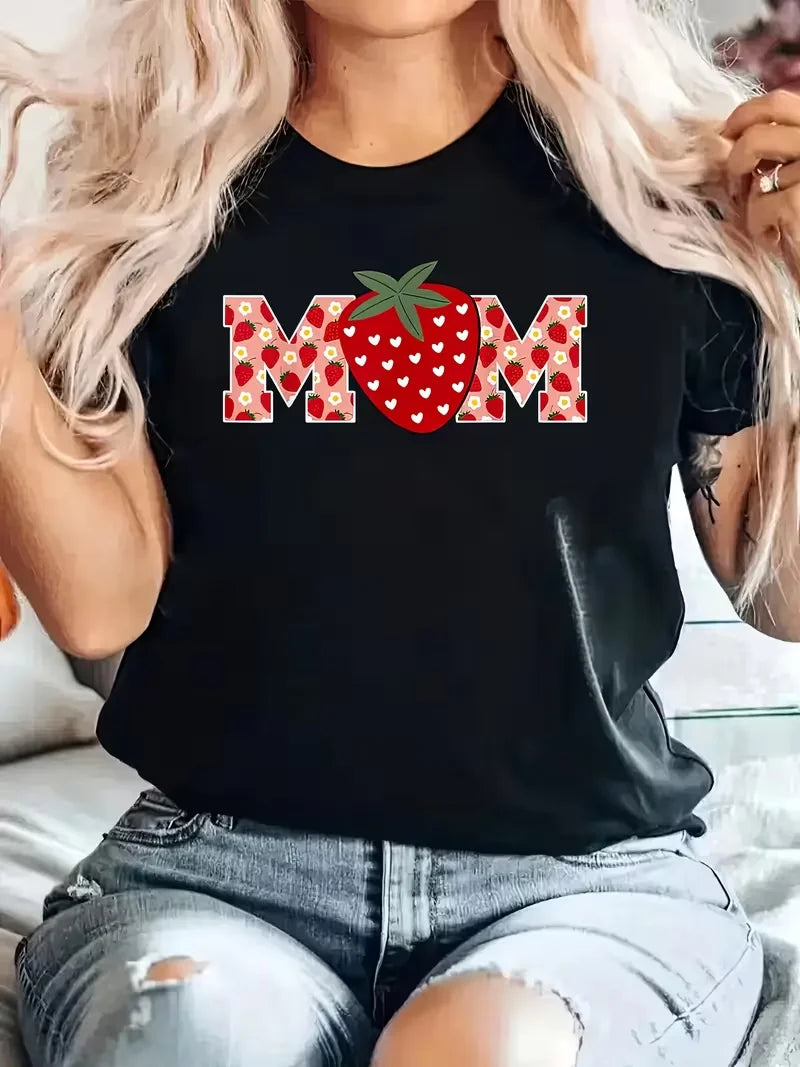 Summer European and American New Printed Round Neck Short Sleeved T-shirt Top  Women Clothing T Shirt Women Kawaii Clothes