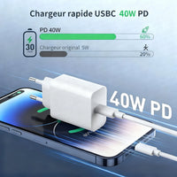 PD 40W Fast Charger For iPhone 16 15 11 12 13 14 Pro Max Plus iPad Air Fast Charging Cable USB C Type C Data Line Phone Charger