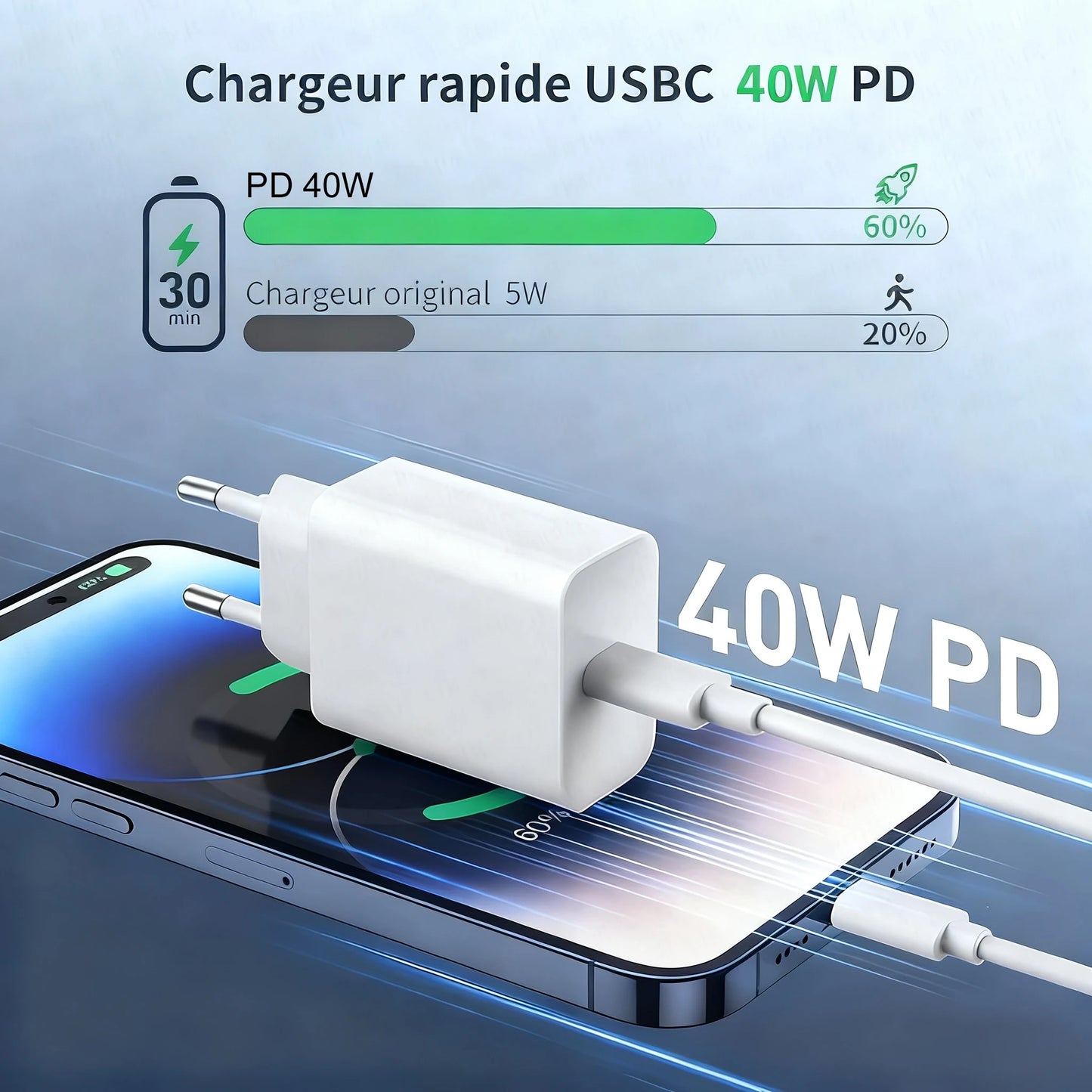 PD 40W Fast Charger For iPhone 16 15 11 12 13 14 Pro Max Plus iPad Air Fast Charging Cable USB C Type C Data Line Phone Charger
