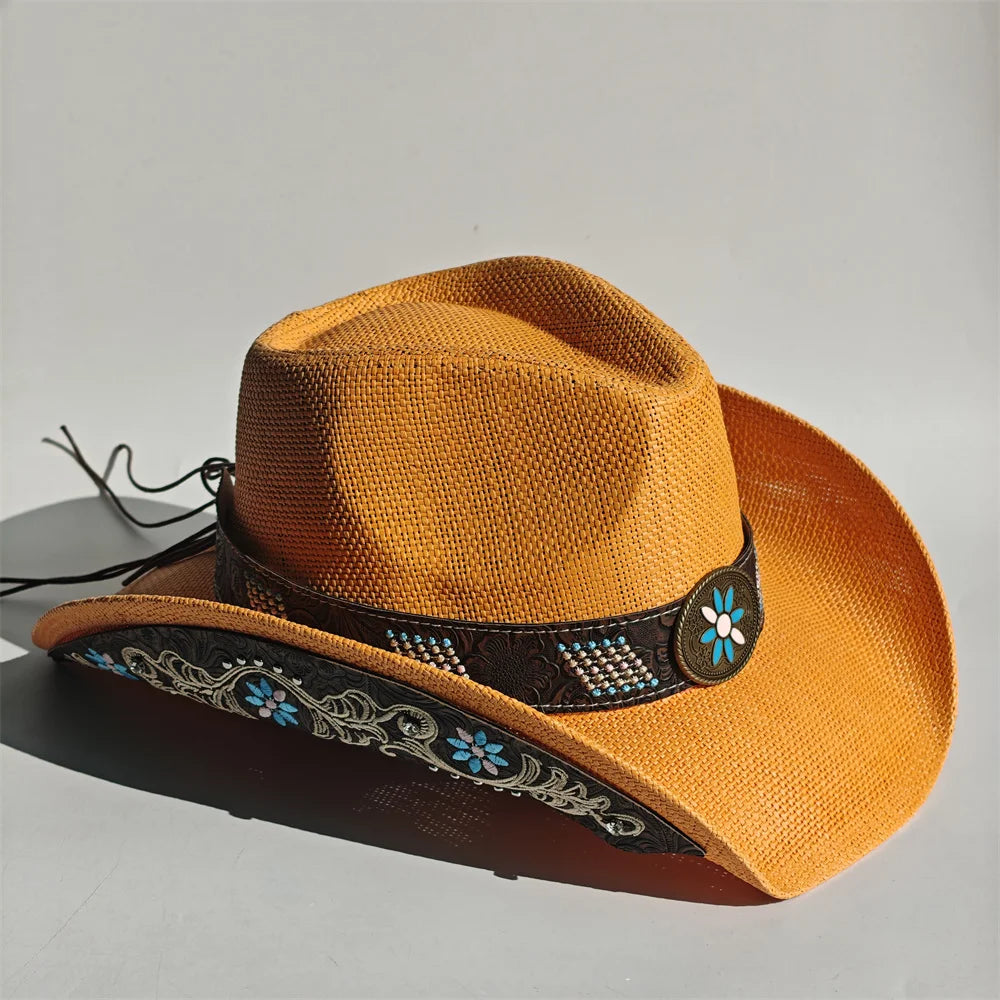 2026 Embroidery Horse Accessories Straw Cowboy Hat for Women Men – Western Sun Hat for Country Concert Rodeo and Cowgirl Hat