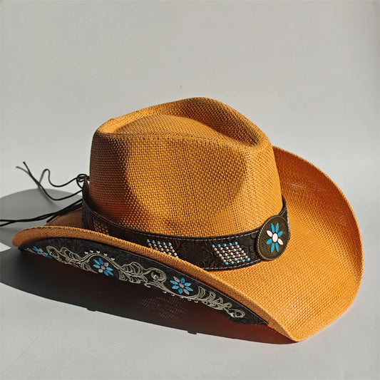 2026 Embroidery Horse Accessories Straw Cowboy Hat for Women Men – Western Sun Hat for Country Concert Rodeo and Cowgirl Hat