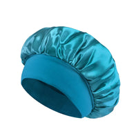 Women Satin Bonnet Hair Bonnet for Sleeping Hair Care Silk Bonnets Solid Wide-brimmed Sleeping Hat with Elastic Soft Band