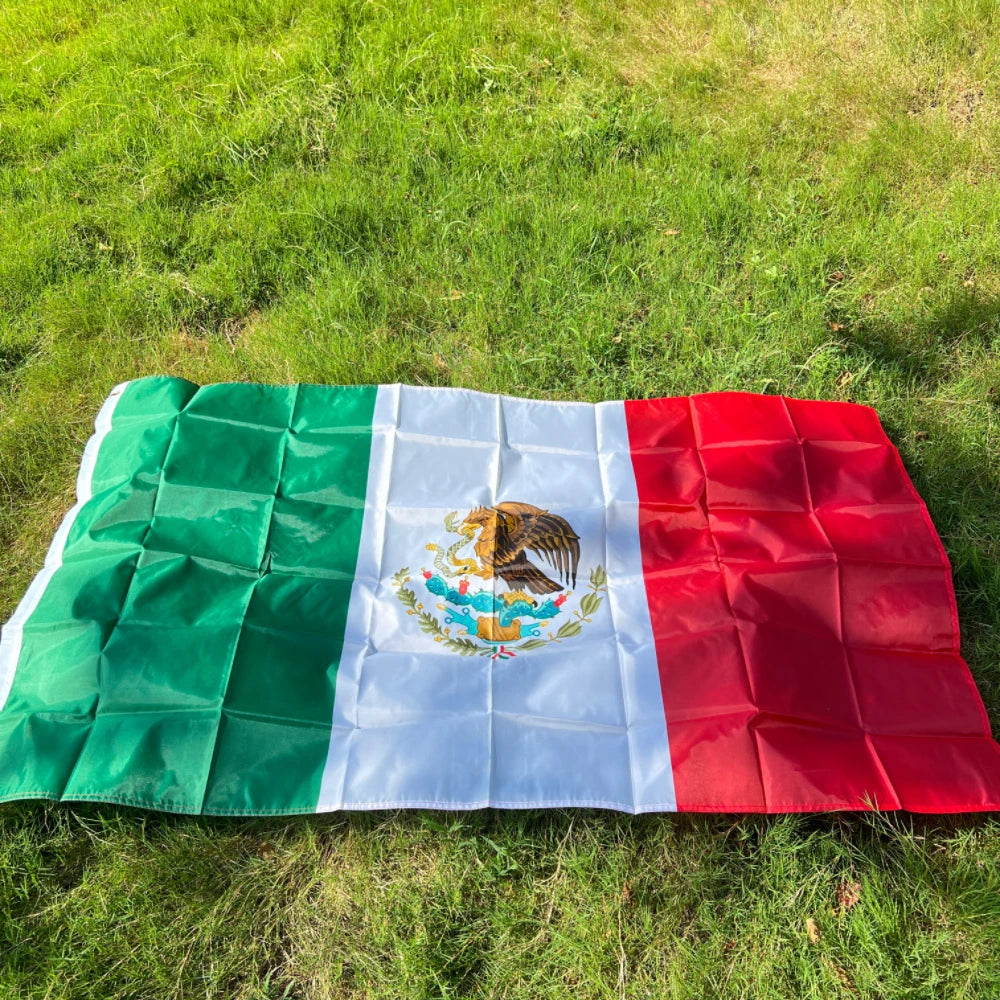 Mexico National flag 90X150cm polyester Hanging Printed Mex Mx Mexican National Flags Mexicanos Banner For Decoration