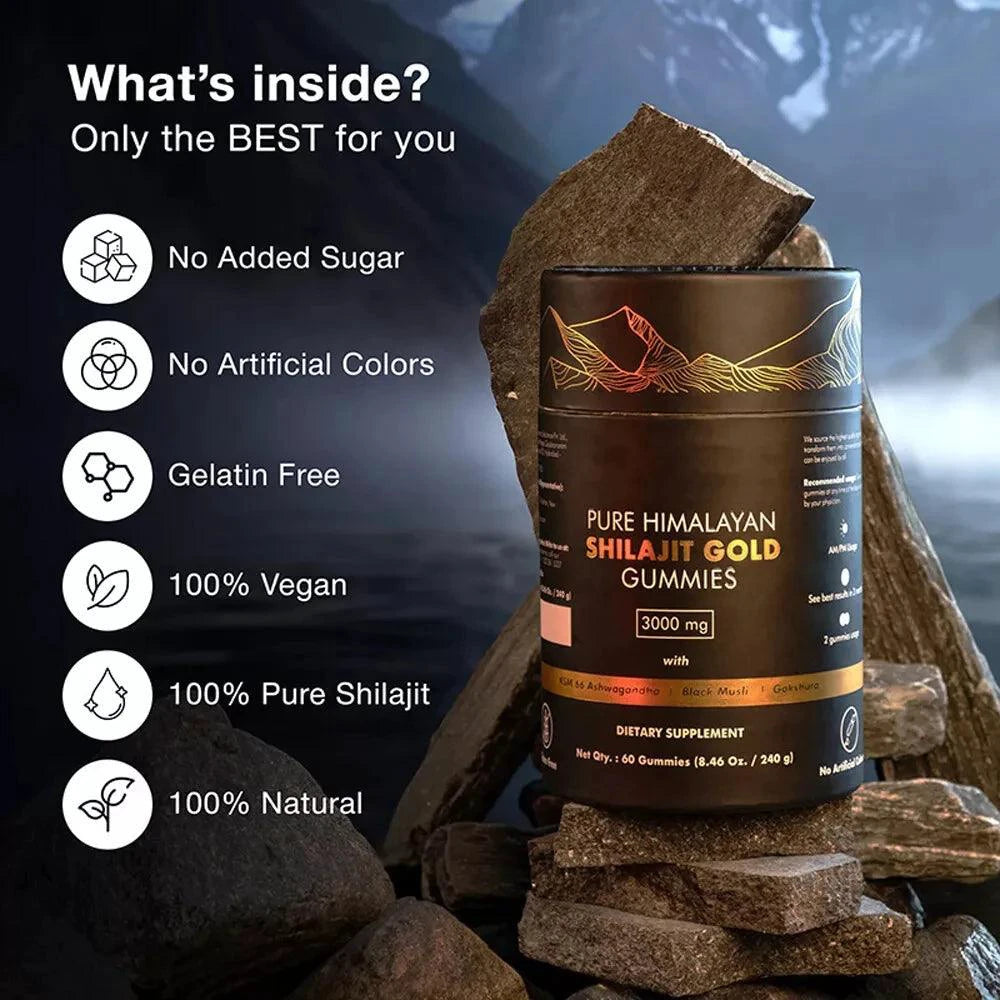 Himalayan Shilajit Gummies 3000mg - Gold Grade with Ashwagandha - MANDOTOS