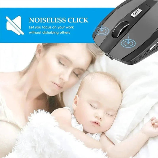 2.4G Wireless Mouse Bluetooth Mouse Ergonomic 800/1200/1600DPI 6 Mute Buttons Mouse For MacBook Tablet Laptops Computer PC MANDOTOS