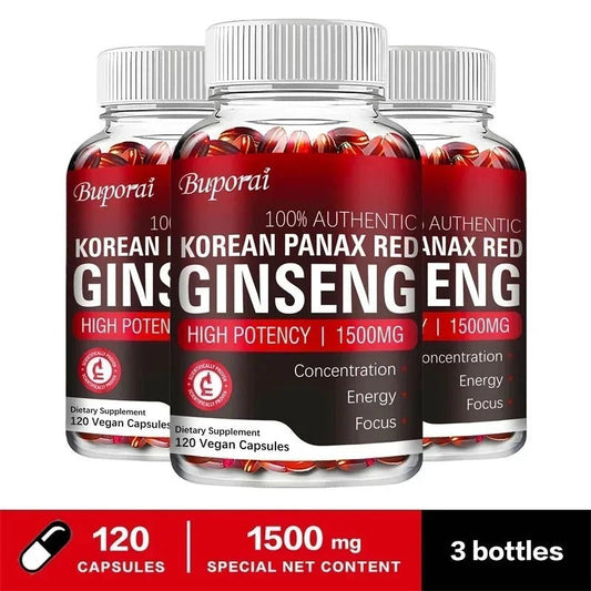 Korean Red Panax Ginseng Capsules - Increases Energy, Mood, Stamina & Performance Supports Mental Health MANDOTOS