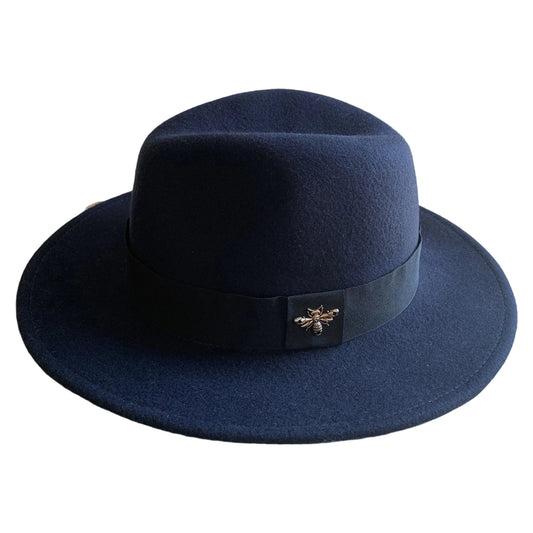 Classic Wool Fedora Hat with Vintage Feather Band Elegant Wide Brim Panama Hat for Formal Events and Weddings