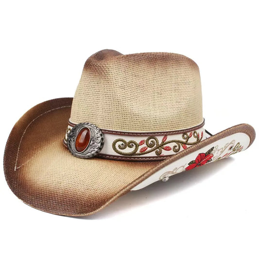 2026 Embroidery Horse Accessories Straw Cowboy Hat for Women Men – Western Sun Hat for Country Concert Rodeo and Cowgirl Hat
