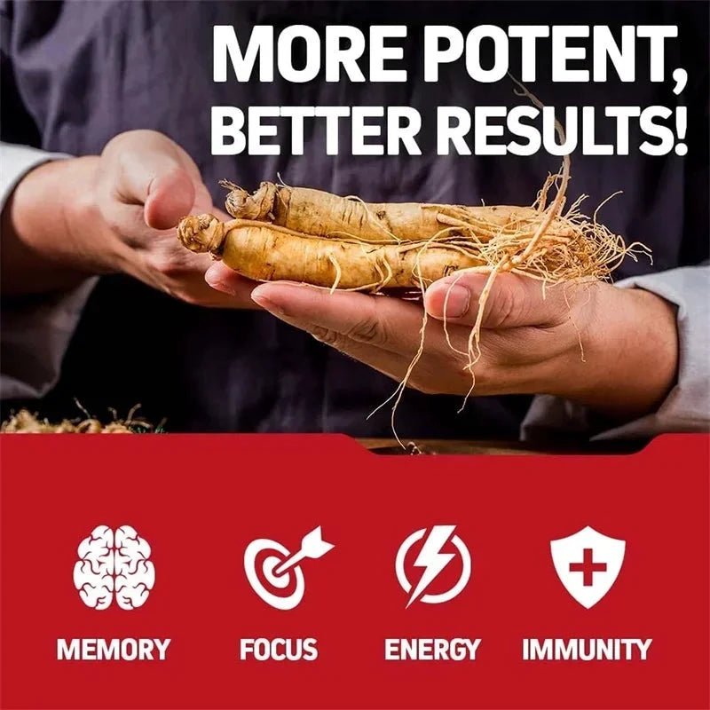 Korean Red Panax Ginseng Capsules - Increases Energy, Mood, Stamina & Performance Supports Mental Health MANDOTOS