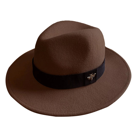 Classic Wool Fedora Hat with Vintage Feather Band Elegant Wide Brim Panama Hat for Formal Events and Weddings