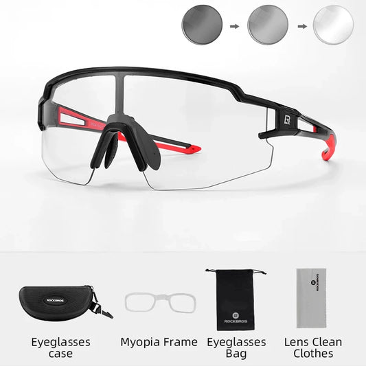 ROCKBROS Cycling Glasses Photochromic Polarized Lens Bike Glasses UV400 Protection Eyewear Sunglasses MTB Road Bicycle Goggles - MANDOTOS