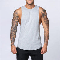 Men's Gym Clothing Summer Fitness Cotton Tank Top Men Jogging Bodybuilding Sleeveless Shirt Breathable O-Neck Casual Muscle Vest MANDOTOS