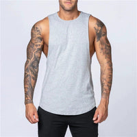 Men's Gym Clothing Summer Fitness Cotton Tank Top Men Jogging Bodybuilding Sleeveless Shirt Breathable O-Neck Casual Muscle Vest MANDOTOS