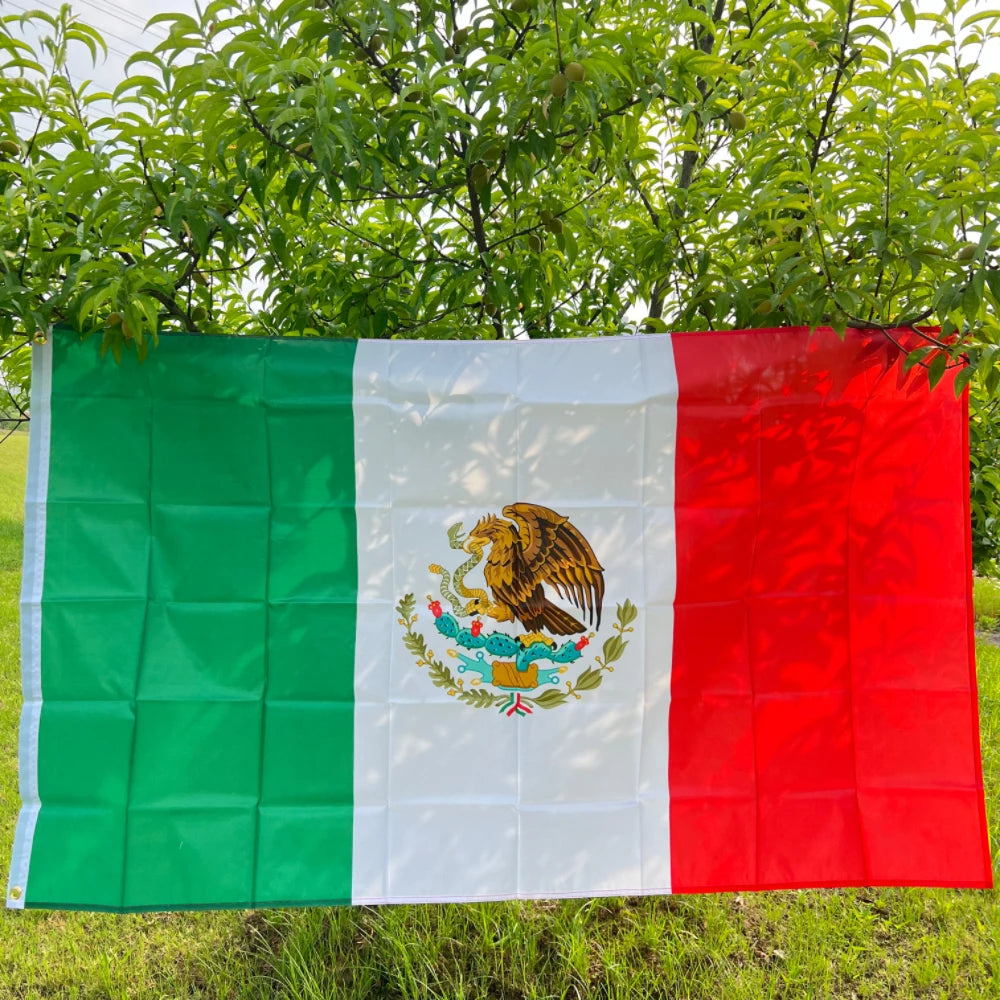 Mexico National flag 90X150cm polyester Hanging Printed Mex Mx Mexican National Flags Mexicanos Banner For Decoration