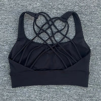 Women's Fitness Sports Bra Anti-Sweat Fitness Top Women Yoga Bra Shockproof Crop Top Cross Back Sport Bra Gym Workout Top