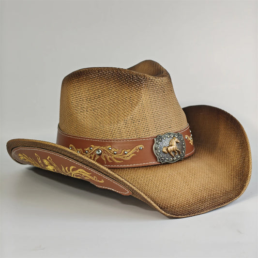 2026 Embroidery Horse Accessories Straw Cowboy Hat for Women Men – Western Sun Hat for Country Concert Rodeo and Cowgirl Hat