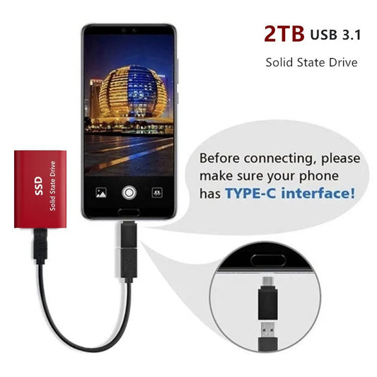 1.8" disco duro externo USB 3.0 Type C ssd external hard drive 500GB 1TB 2TB for laptops Desktop - MANDOTOS