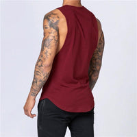 Men's Gym Clothing Summer Fitness Cotton Tank Top Men Jogging Bodybuilding Sleeveless Shirt Breathable O-Neck Casual Muscle Vest MANDOTOS