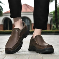 Handmade Leather Men Shoes Casual Outdoor Slip On Loafers Men Leather Shoes Flats Moccasins Walking Shoes Non-Slip Dropshipping MANDOTOS