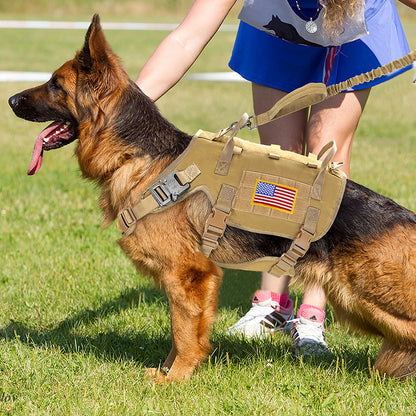 Tactical Dog Harness Leash Durable Military Dog Harness Vest MOLLE For Large Dogs erman Shepherd Training Harnesses With Pouches - MANDOTOS