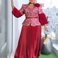 Customized Elegant Dress Women for Wedding Party Summer Autumn African V-neck Long Sleeve Evening Long Maxi Dress Gowns Africa C