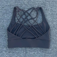 Women's Fitness Sports Bra Anti-Sweat Fitness Top Women Yoga Bra Shockproof Crop Top Cross Back Sport Bra Gym Workout Top