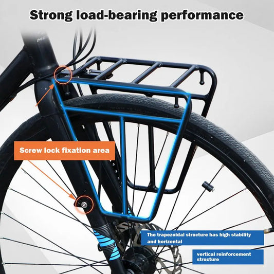 Cycling Cargo Rack Luggage Touring Carrier Racks Front Pannier Rack for Cycling Equipment Stand Footstock for Enhanced Stability - MANDOTOS