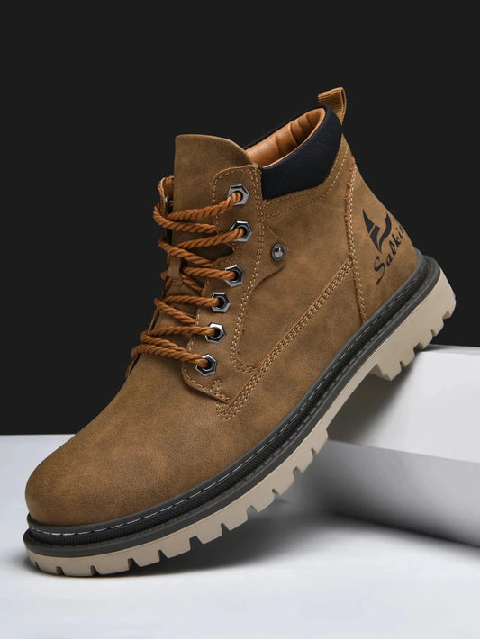 Handmade Men Boots Ankle Winter Leather Shoes Autumn Outdoor Hiking Boots Sneakers Hombres Botas High Top Footwear Anti Slip MANDOTOS