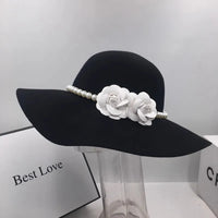 Women's Hats French Style Fedora Hat for Women 10CM Wide Brim Flat Top Felt Hat Winter Autumn Derby Wedding Jazz Hats
