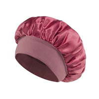 Women Satin Bonnet Hair Bonnet for Sleeping Hair Care Silk Bonnets Solid Wide-brimmed Sleeping Hat with Elastic Soft Band