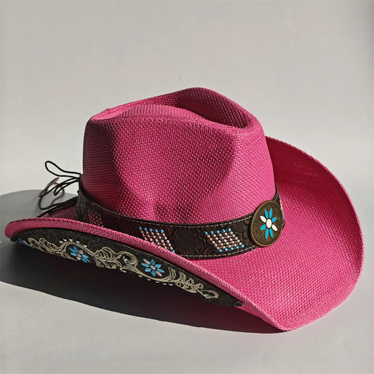 2026 Embroidery Horse Accessories Straw Cowboy Hat for Women Men – Western Sun Hat for Country Concert Rodeo and Cowgirl Hat